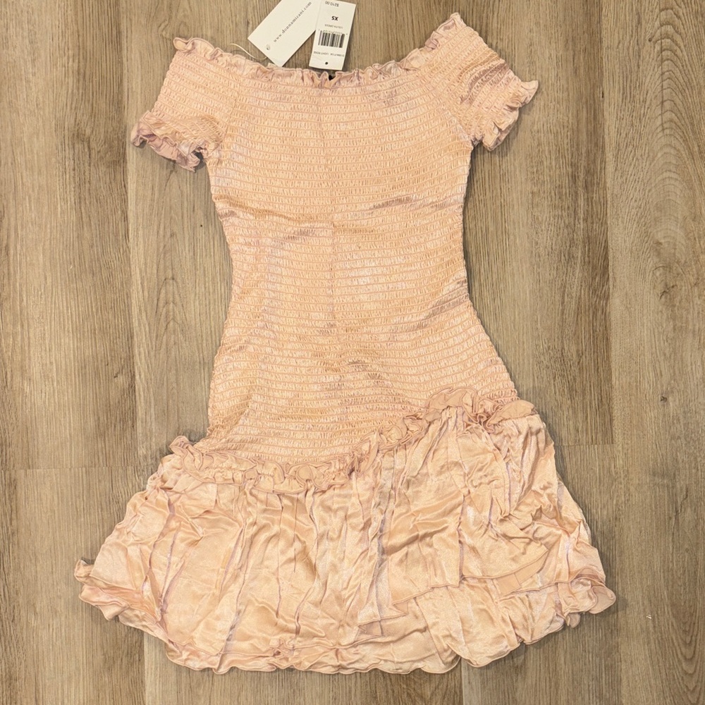 Elegant Peach Off-Shoulder Mini Dress
